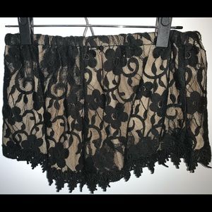 Black lace with tan lining lace shorts